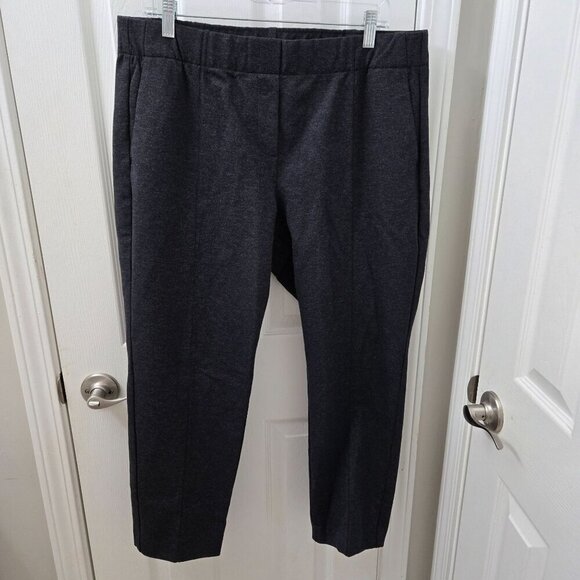 J. Jill Ponte Knit Pants Women LP Petite Slim Leg Heathered Black Pullon Pockets - Picture 1 of 9